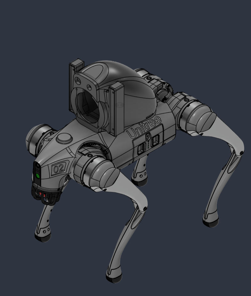 CAD model of the in-house payload integrated onto the quadruped