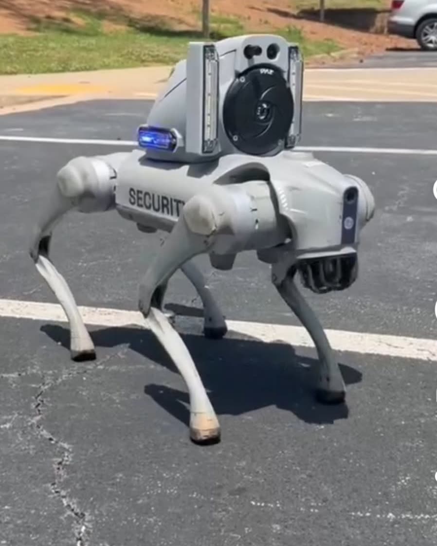 The in-house payload with speaker, cameras and lights, out on patrol