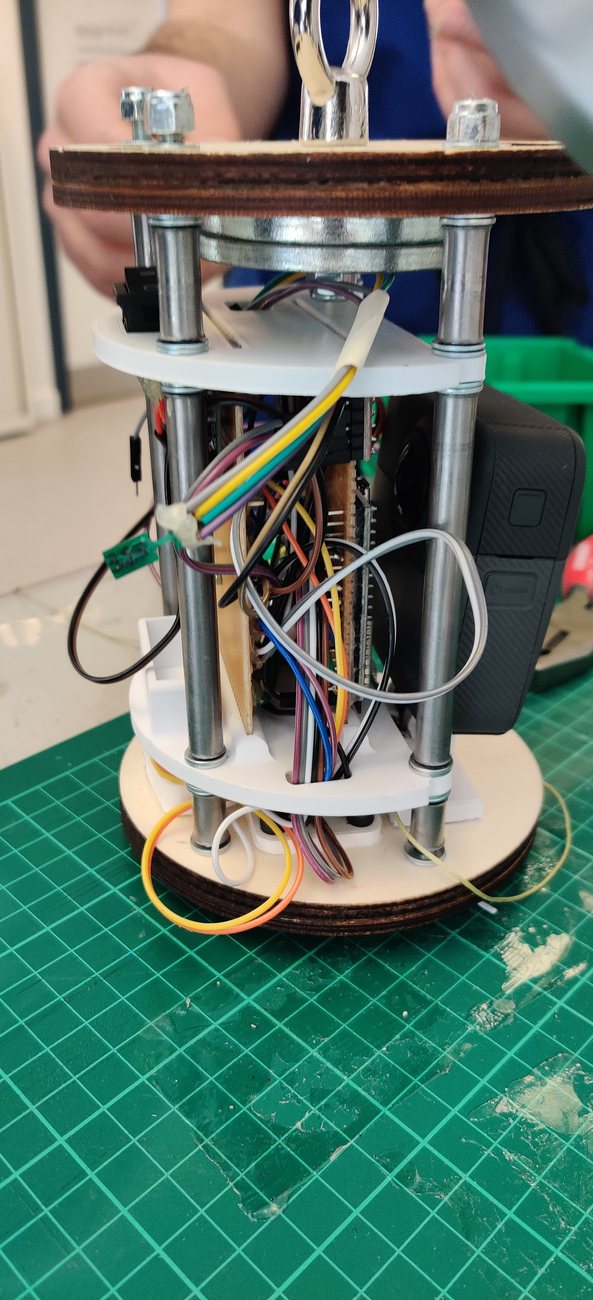 Avionics stack and wiring packed inside the payload
